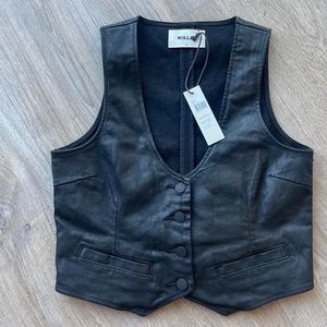 Rolla’s Jeans black Leather Vest